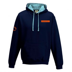 JH003 - Unisex Hoodie - French Navy with Sky Blue Hood