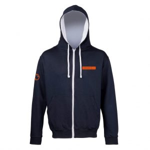 Unisex Zip Up Hoodie JH053 - French Navy with Heather Grey hood